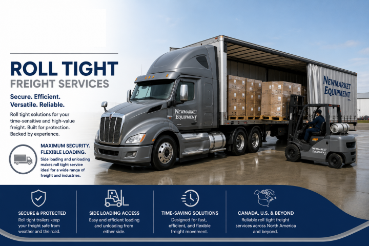 Roll‑tite trailers combine the accessibility of a flatbed with the protection of a dry van, shielding freight from weather and road debris.